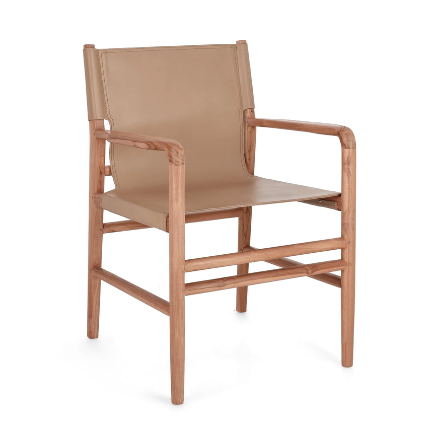 Essstuhl mit Armlehne Caroline Taupe - ZEN ZONE Furniture