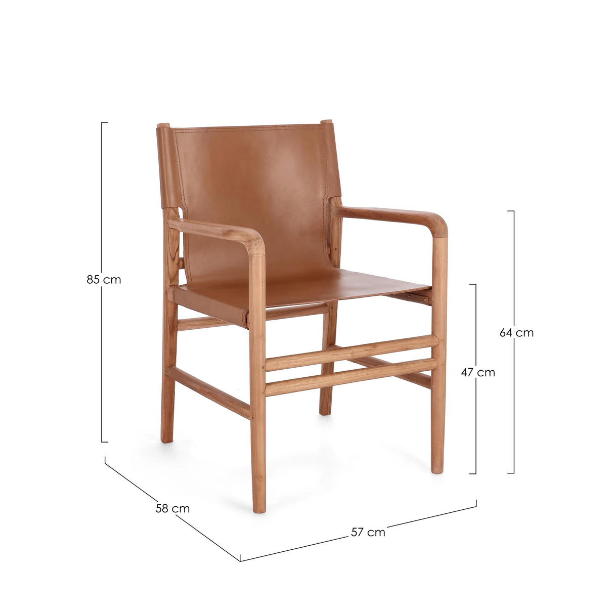 Essstuhl mit Armlehne Caroline Cognac - ZEN ZONE Furniture