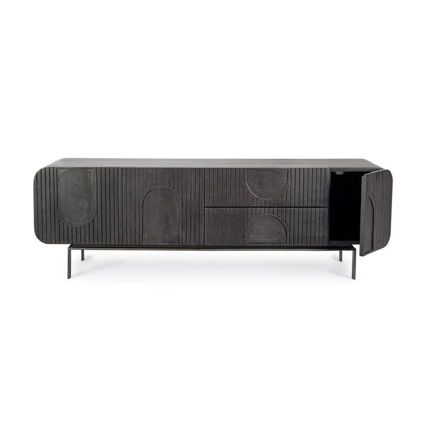 TV Sideboard mit 3 Türen und 2 Schubladen Orissa Schwarz - ZEN ZONE Furniture