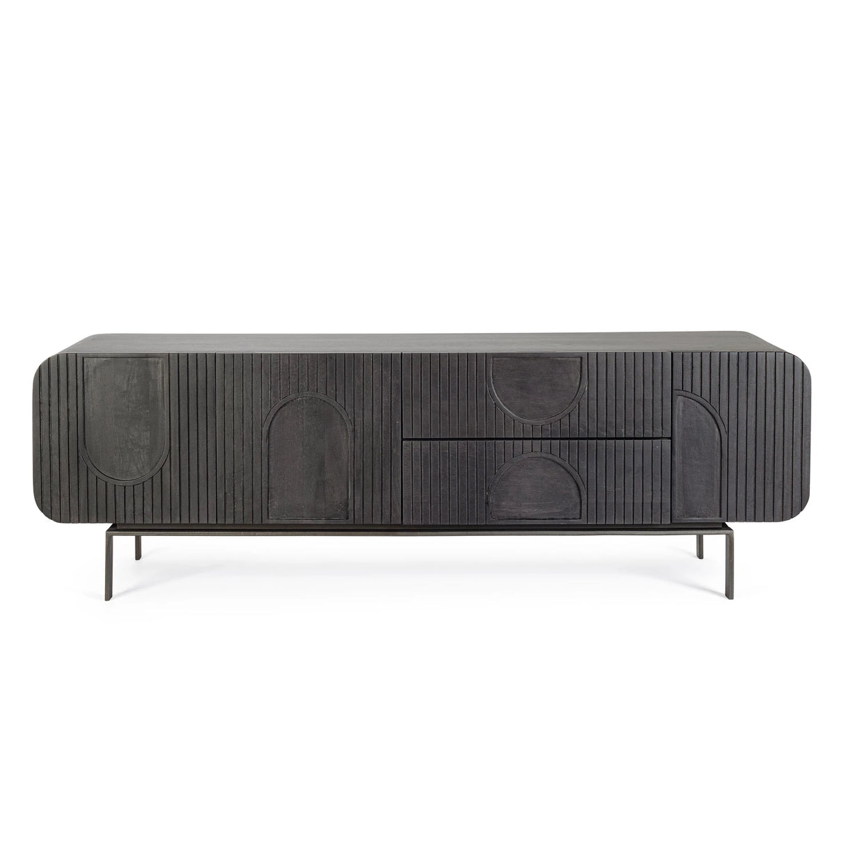 TV Sideboard mit 3 Türen und 2 Schubladen Orissa Schwarz - ZEN ZONE Furniture