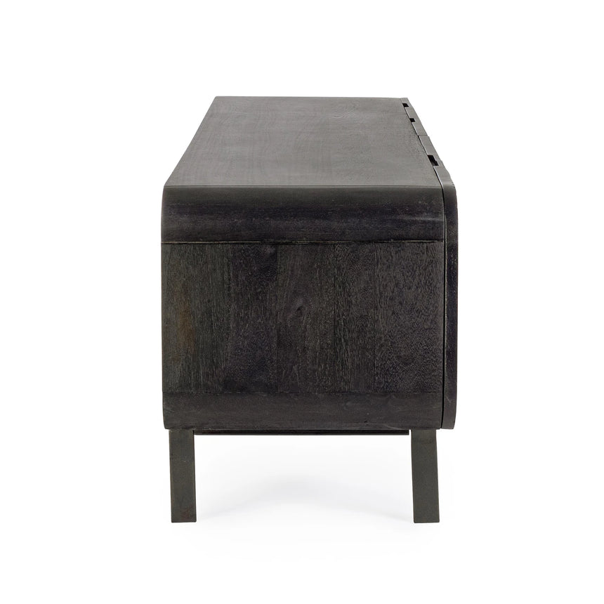 TV Sideboard mit 3 Türen und 2 Schubladen Orissa Schwarz - ZEN ZONE Furniture