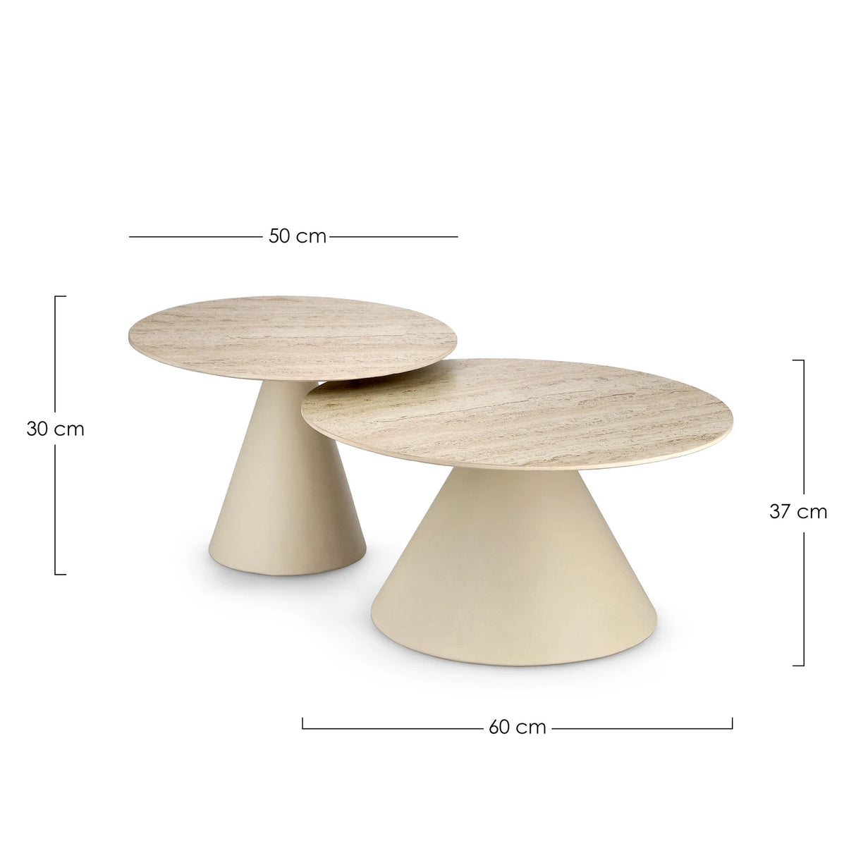 2er Set Couchtisch Hardy rund - ZEN ZONE Furniture