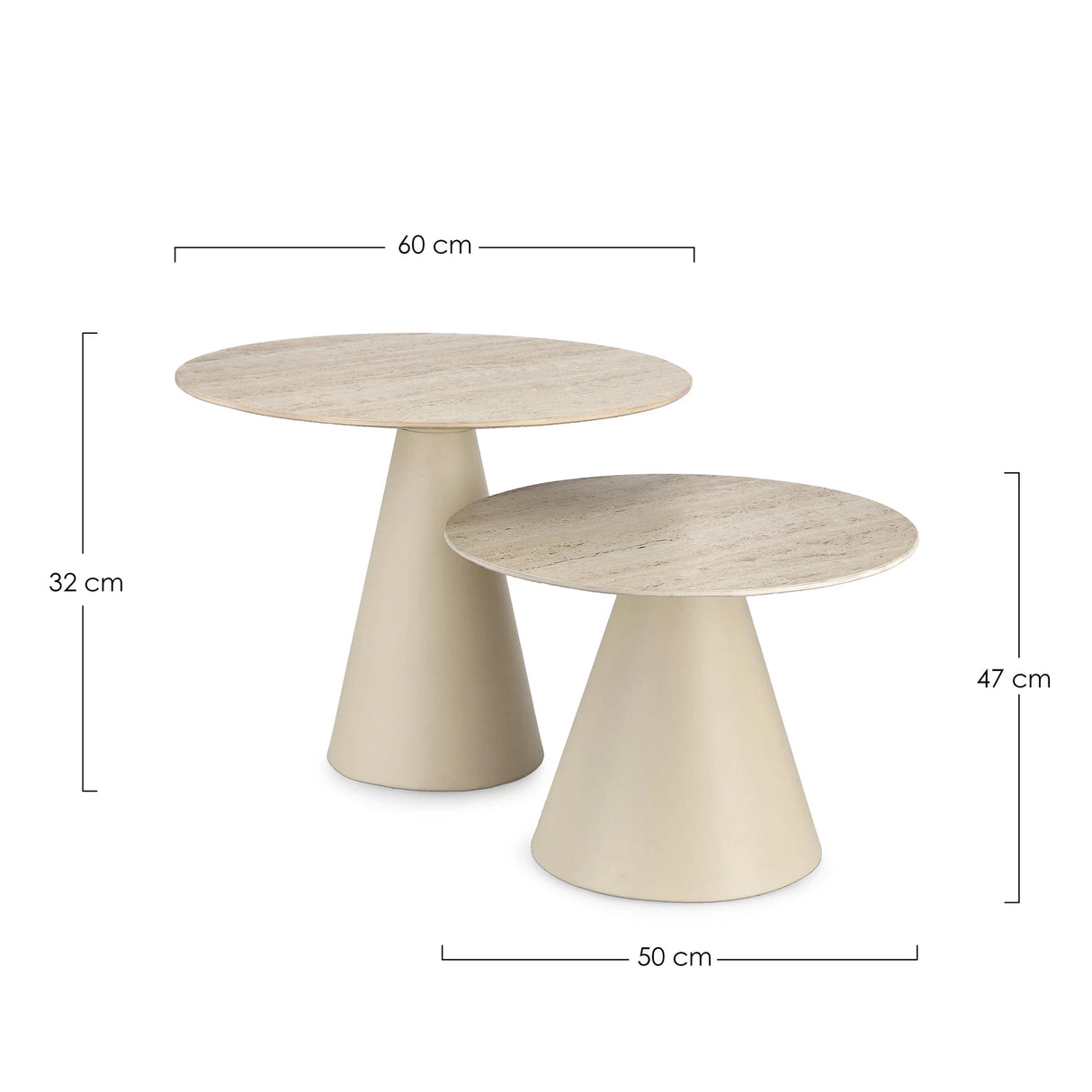 2er Set Couchtisch Hardy hoch rund - ZEN ZONE Furniture