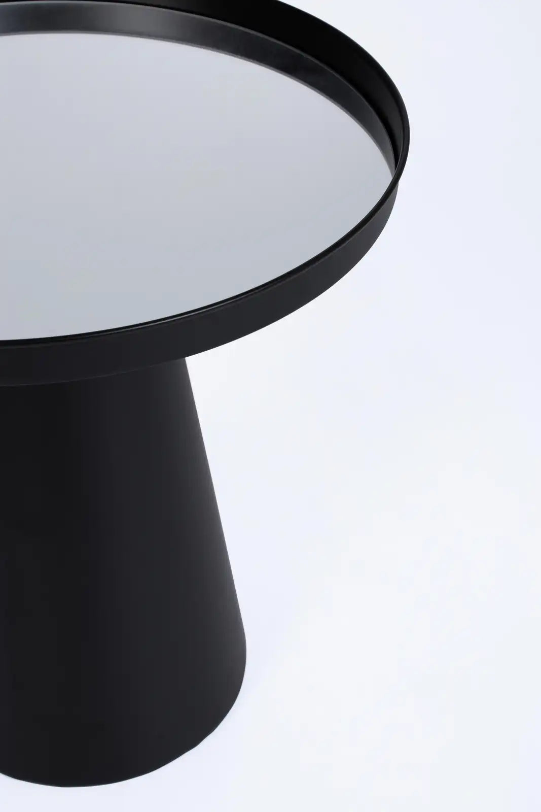 2er Set Beistelltisch Reflex Rund Glasplatte Schwarz - ZEN ZONE Furniture