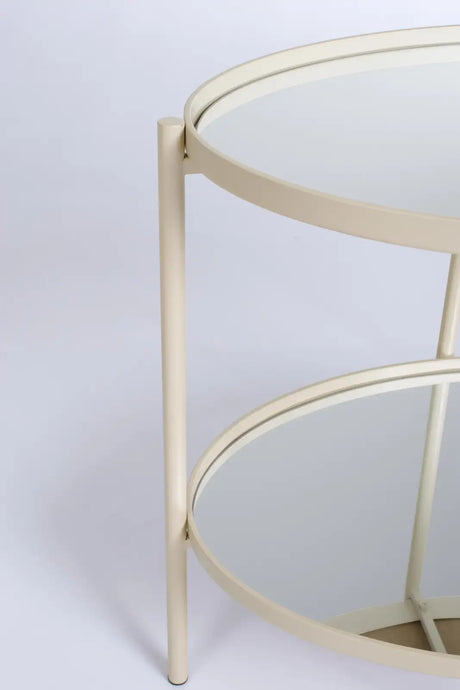 Beistelltisch Jens Oval Glasplatte Elfenbein 64x44 cm - ZEN ZONE Furniture