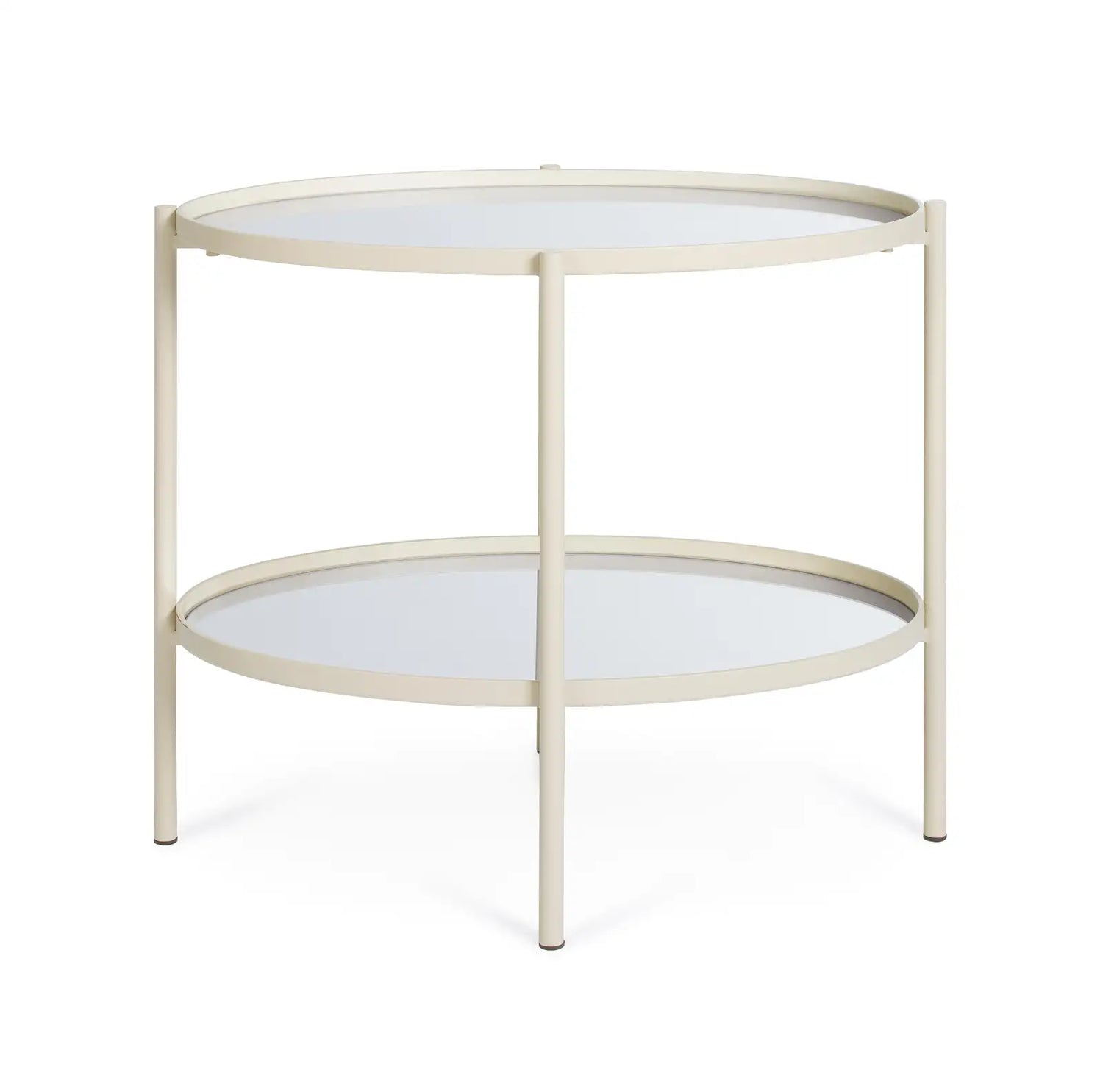 Beistelltisch Jens Oval Glasplatte Elfenbein 64x44 cm - ZEN ZONE Furniture
