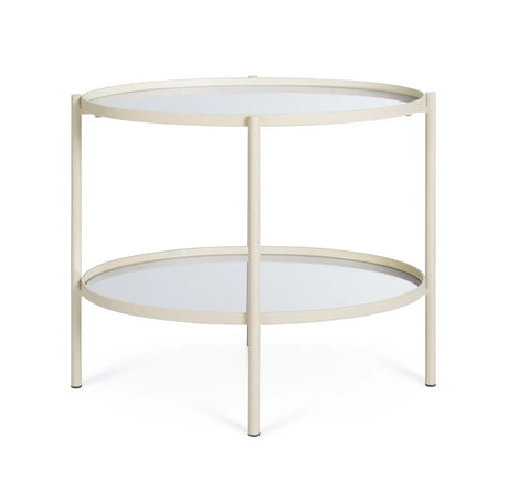 Beistelltisch Jens Oval Glasplatte Elfenbein 64x44 cm - ZEN ZONE Furniture