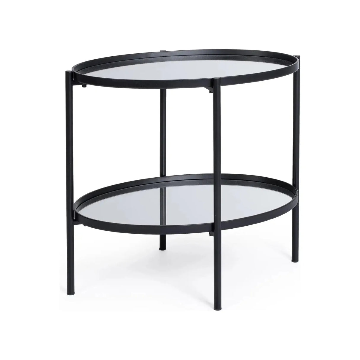 Beistelltisch Jens Oval Glasplatte schwarz 64x44 cm - ZEN ZONE Furniture