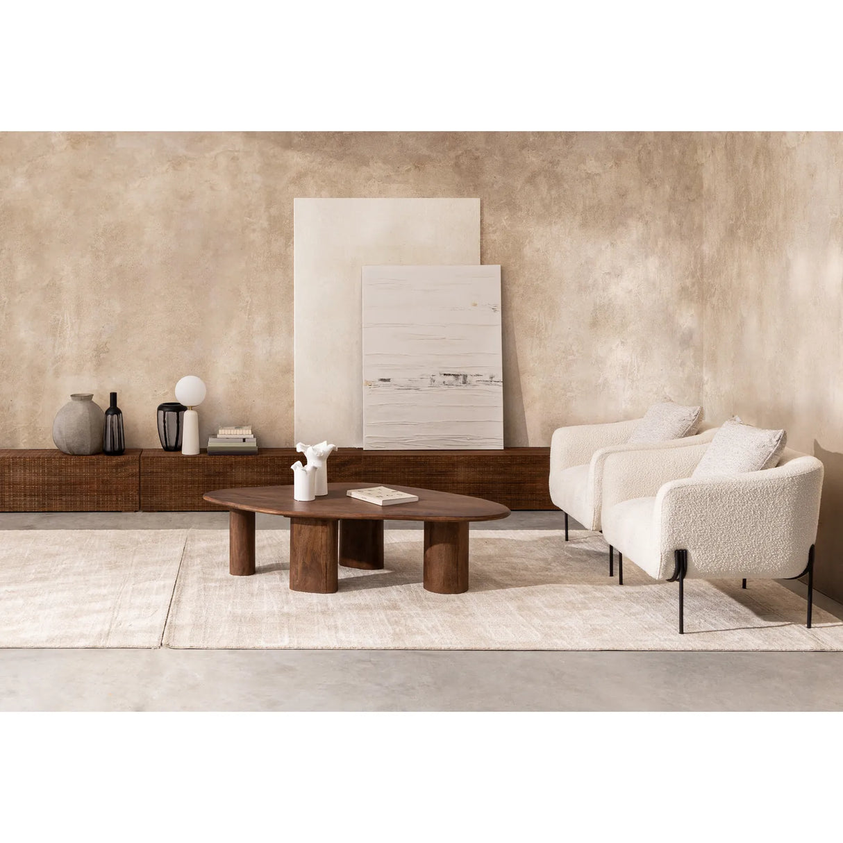 Sessel Claudine Weiß Bouclé - ZEN ZONE Furniture