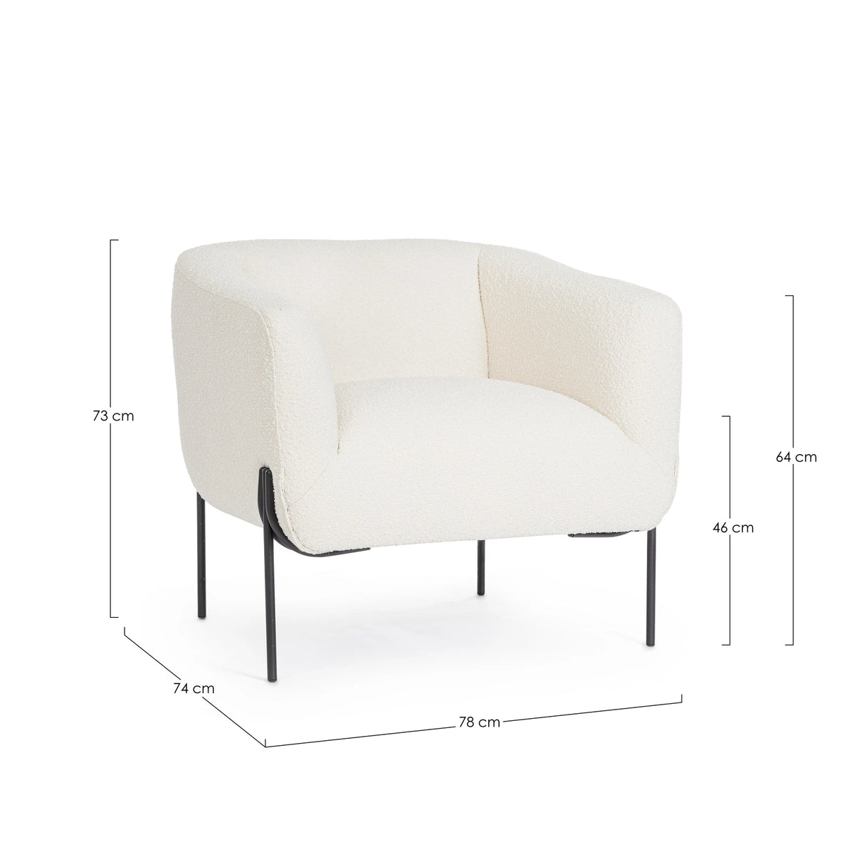 Sessel Claudine Weiß Bouclé - ZEN ZONE Furniture