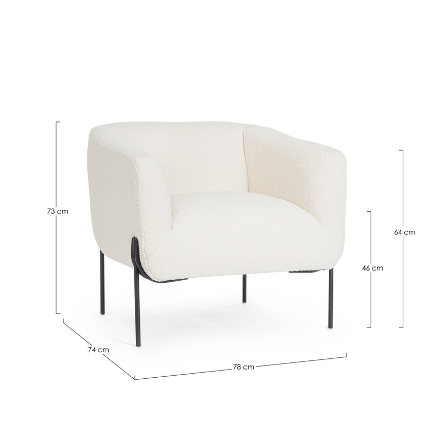Sessel Claudine Weiß Bouclé - ZEN ZONE Furniture