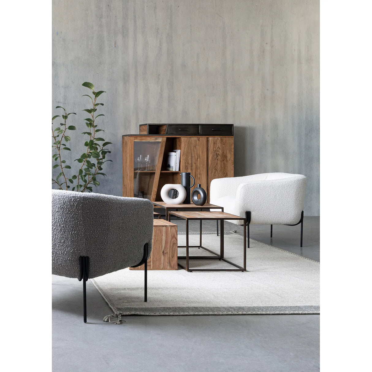 Sessel Claudine Grau Bouclé - ZEN ZONE Furniture