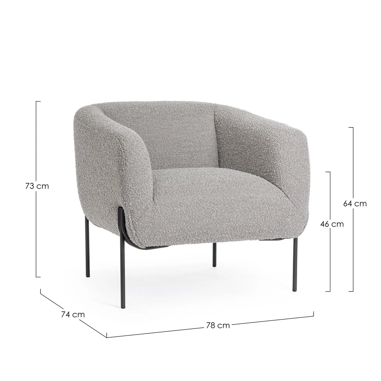 Sessel Claudine Grau Bouclé - ZEN ZONE Furniture
