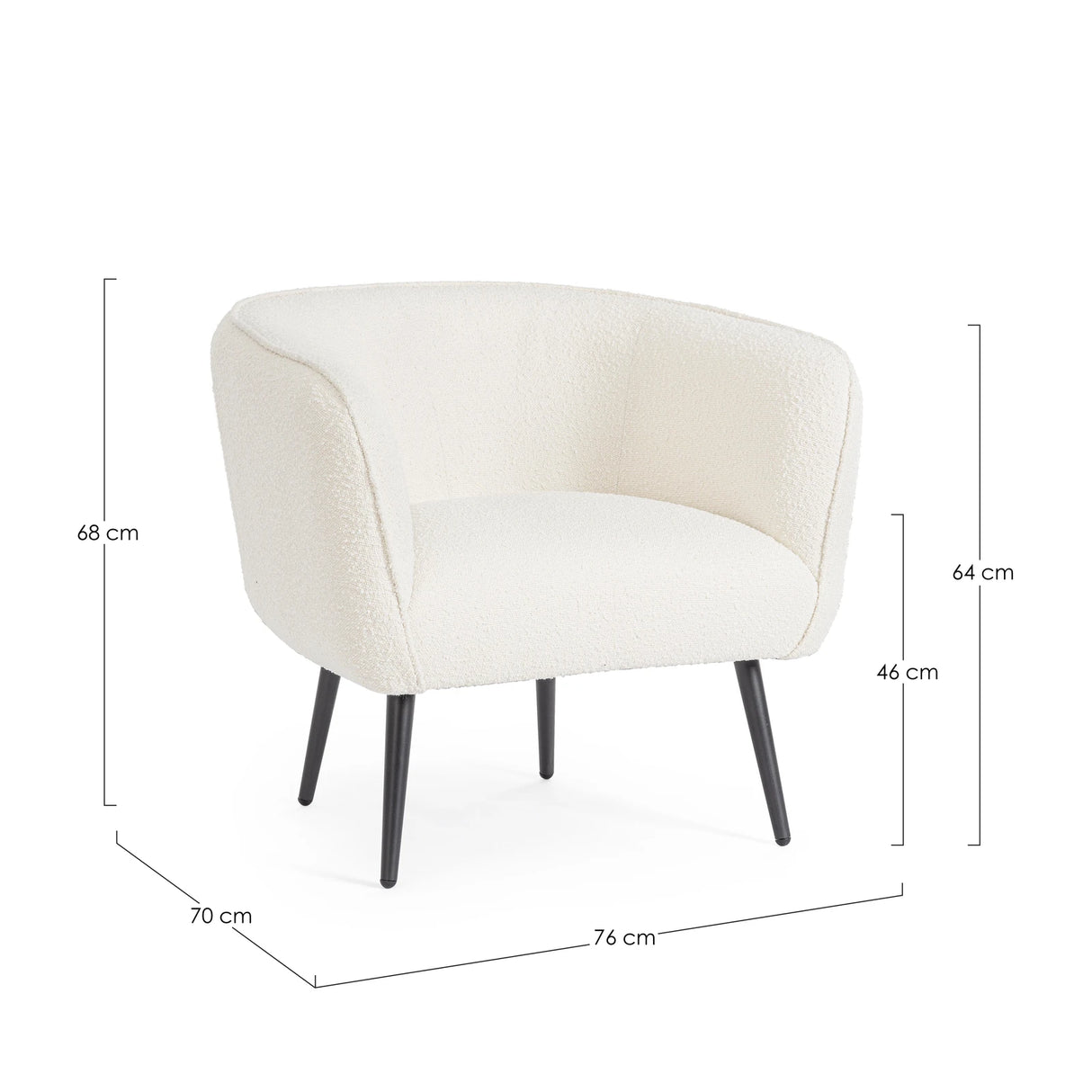 Sessel Avril Weiß Bouclé - ZEN ZONE Furniture