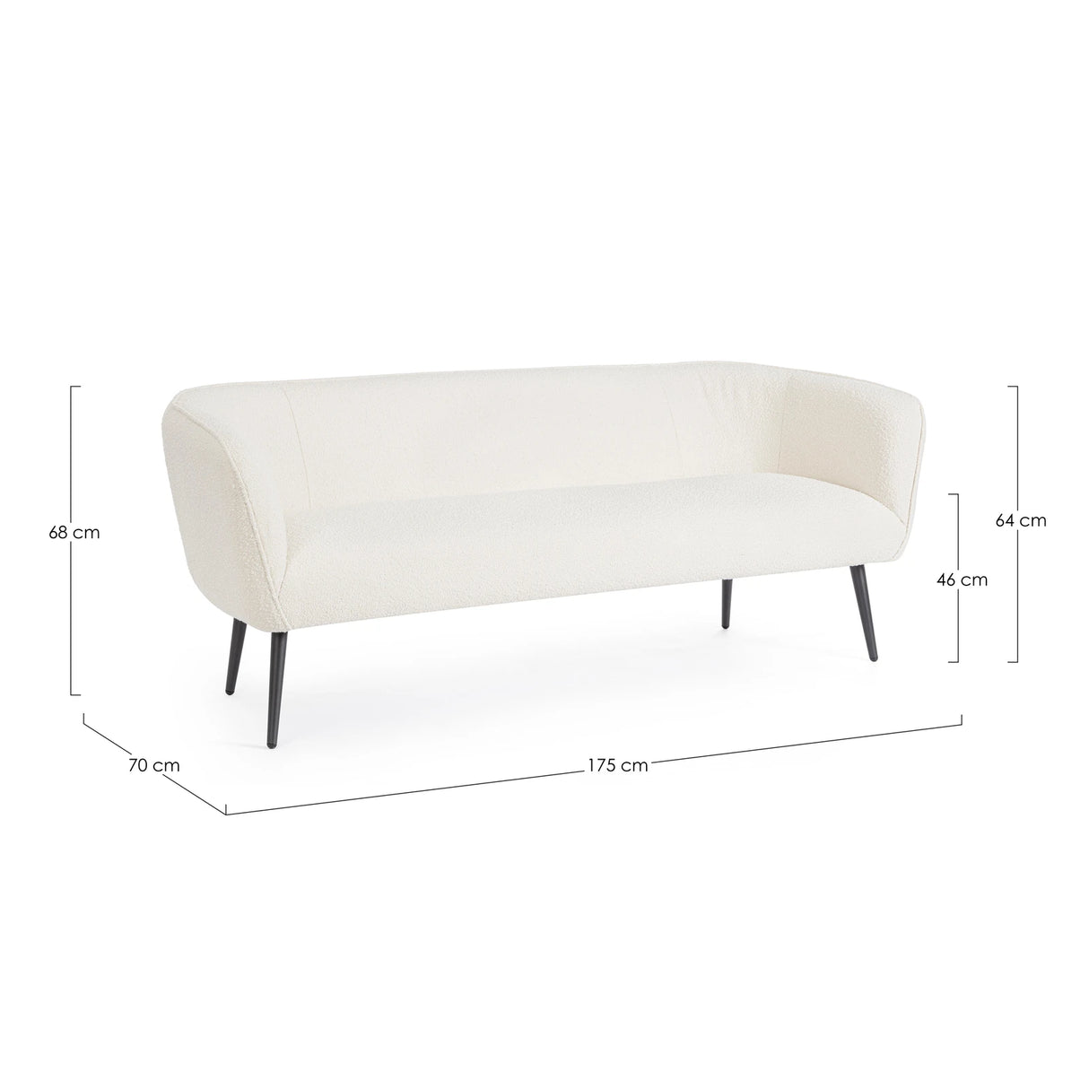 Sofa 3-Sitzer Avril Weiß Bouclé - ZEN ZONE Furniture