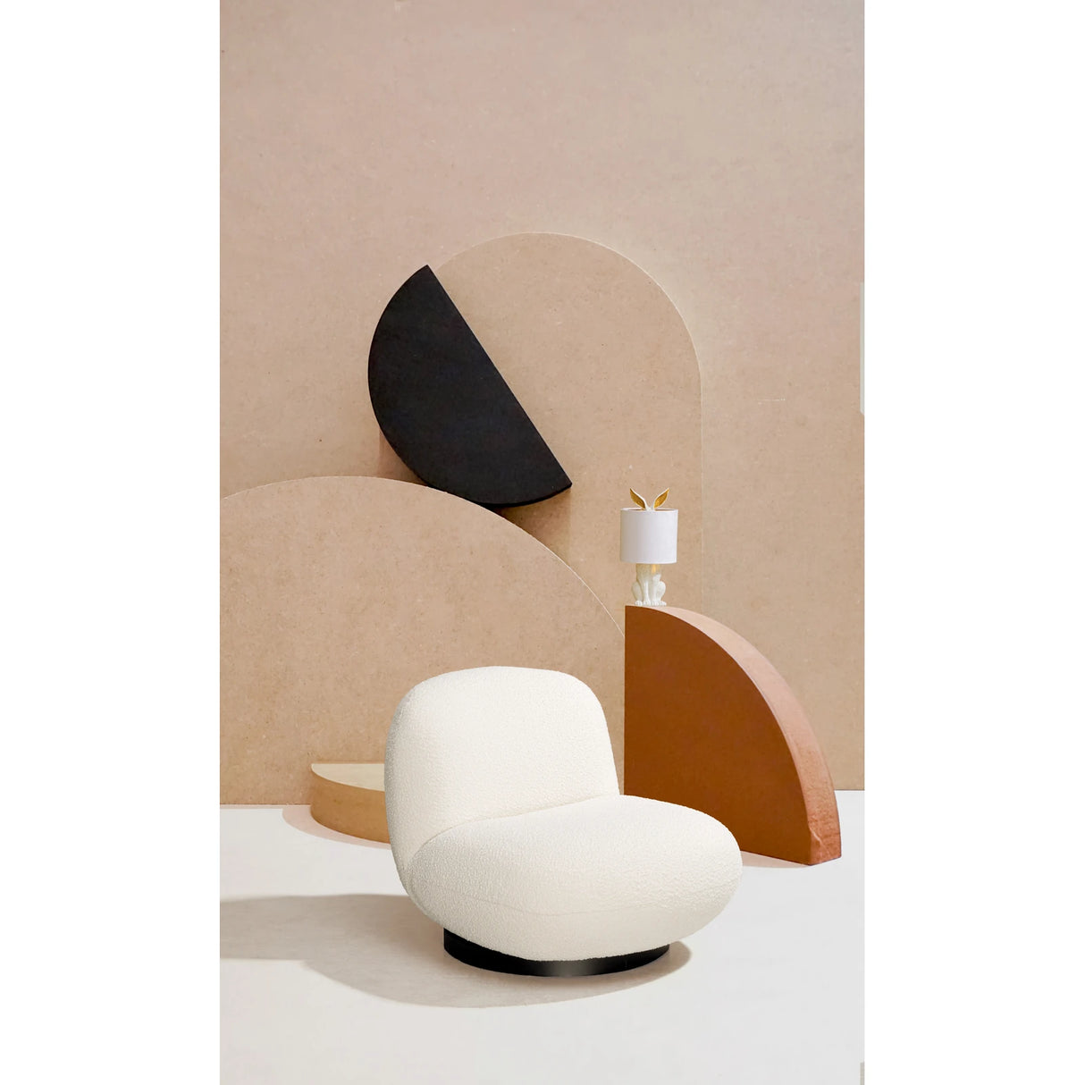 Drehsessel Margot Weiß Bouclé - ZEN ZONE Furniture