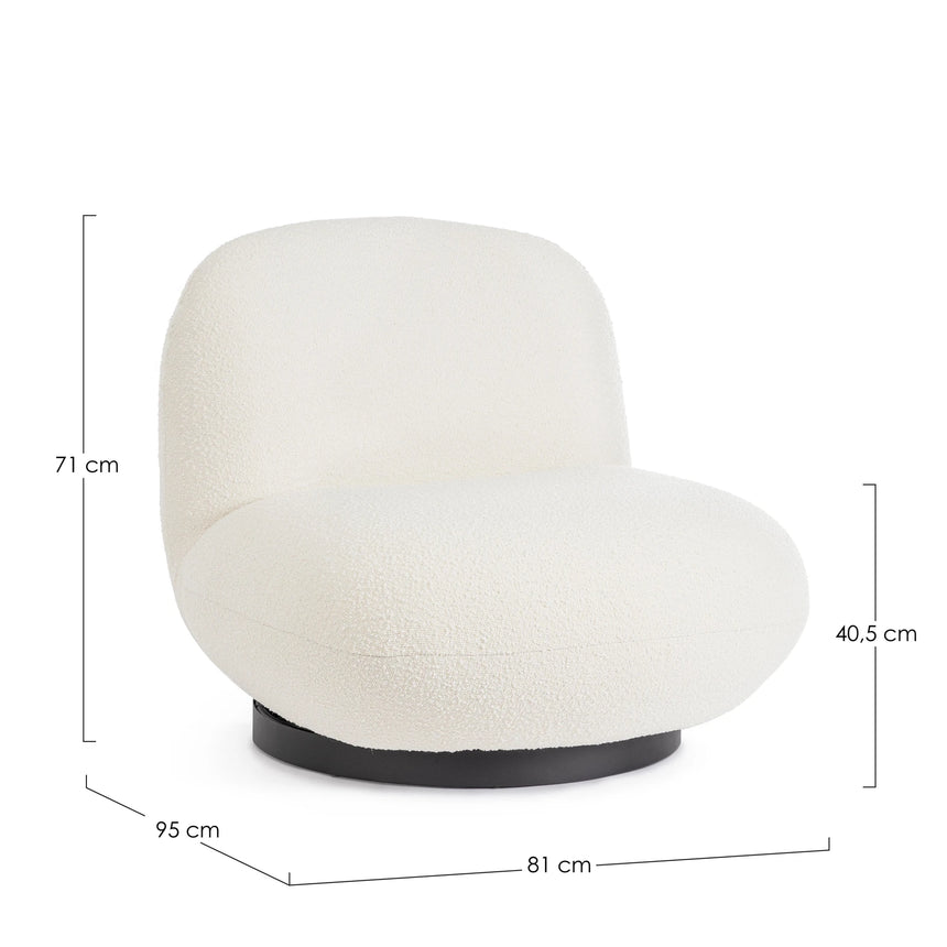 Drehsessel Margot Weiß Bouclé - ZEN ZONE Furniture