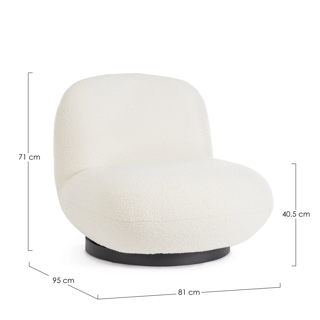 Drehsessel Margot Weiß Bouclé - ZEN ZONE Furniture