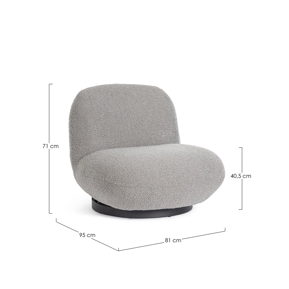 Drehsessel Margot Grau Bouclé - ZEN ZONE Furniture