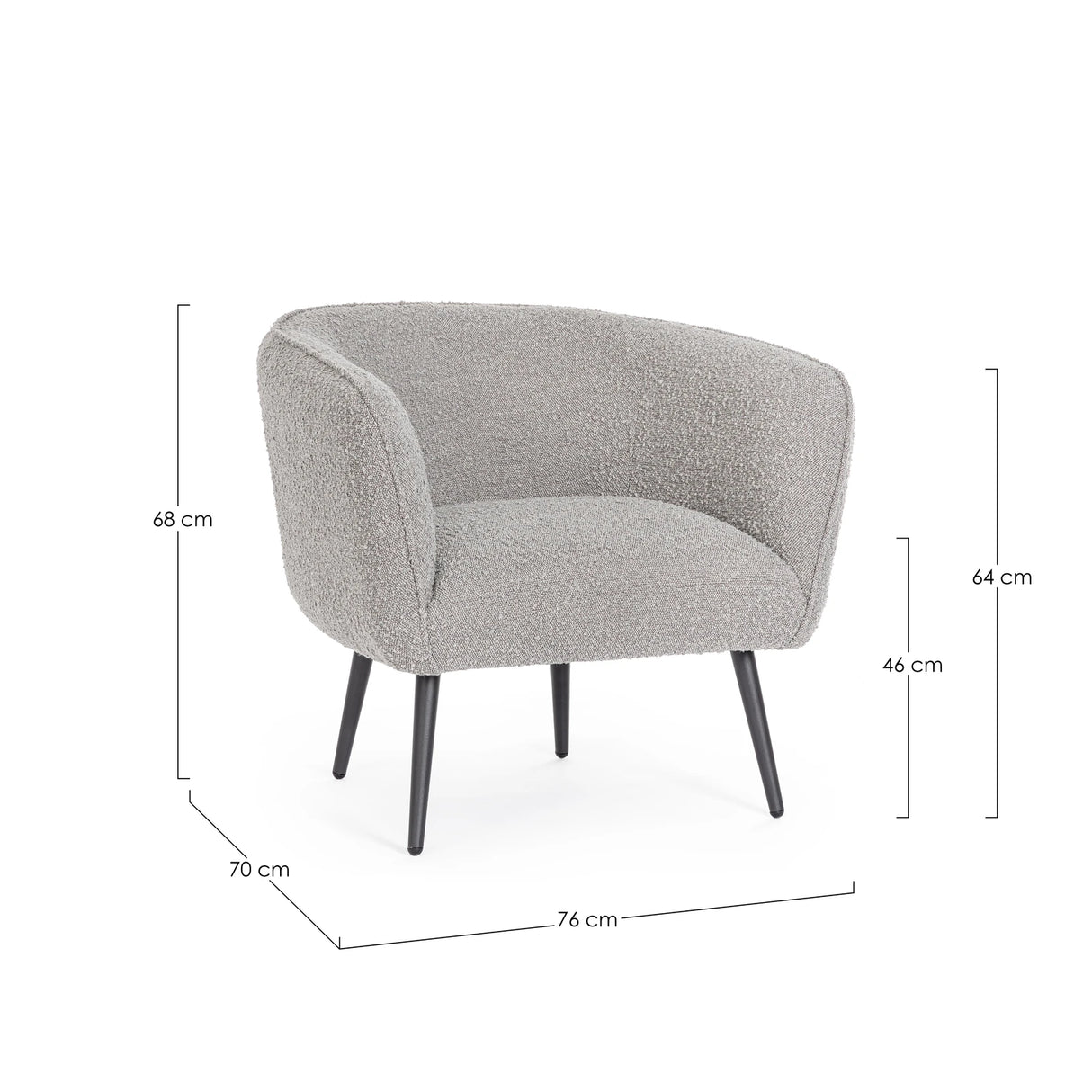 Sessel Avril Grau Bouclé - ZEN ZONE Furniture