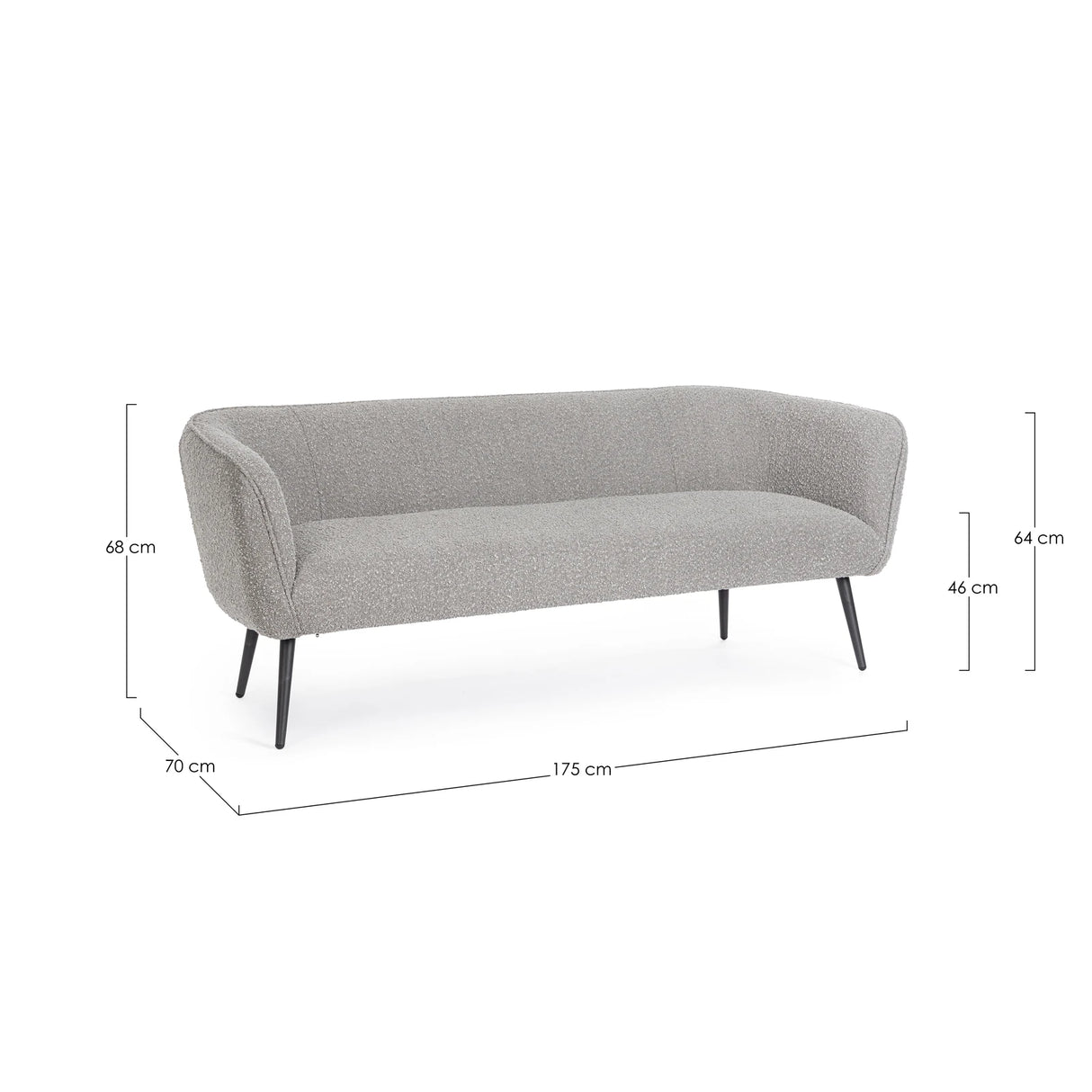 Sofa 3-Sitzer Avril Grau Bouclé - ZEN ZONE Furniture