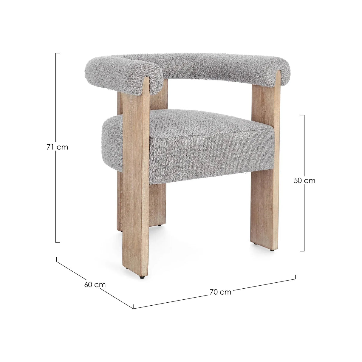 Agape Stuhl Natur/Grau mit Armlehne - ZEN ZONE Furniture