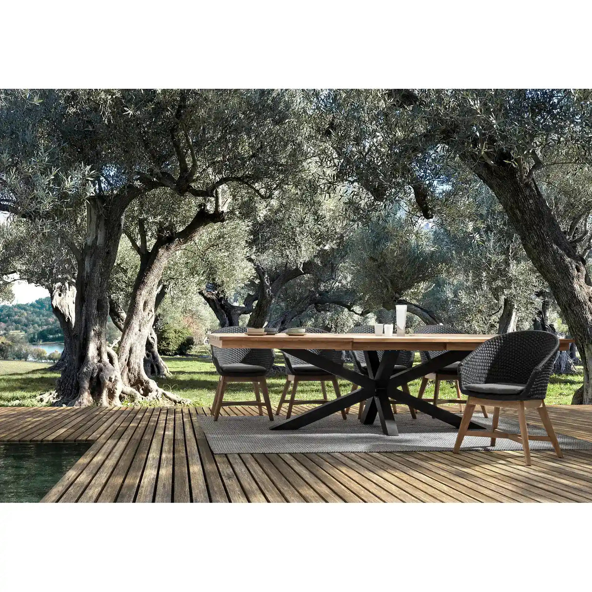 Gartenstuhl mit Armlehne und Kissen Coachella Anthrazit - ZEN ZONE Furniture
