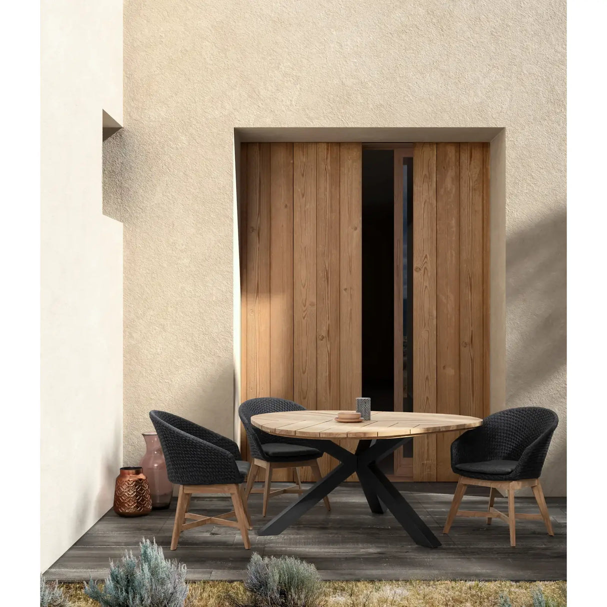 Gartenstuhl mit Armlehne und Kissen Coachella Anthrazit - ZEN ZONE Furniture