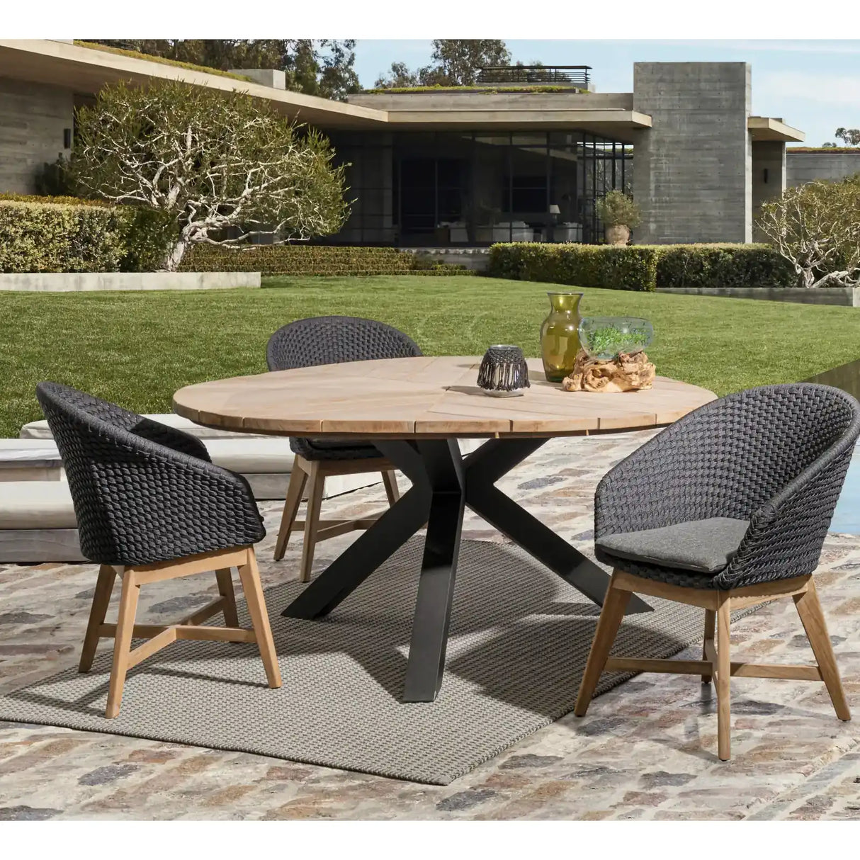 Gartenstuhl mit Armlehne und Kissen Coachella Anthrazit - ZEN ZONE Furniture