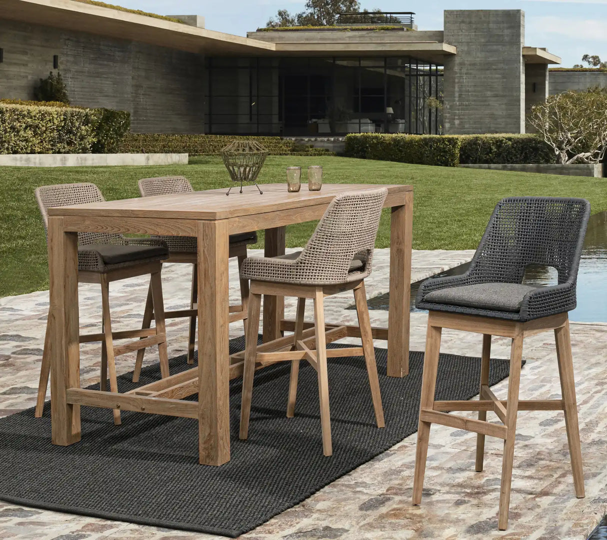 Outdoor Barhocker Hesperia mit Kissen Taupe - ZEN ZONE Furniture