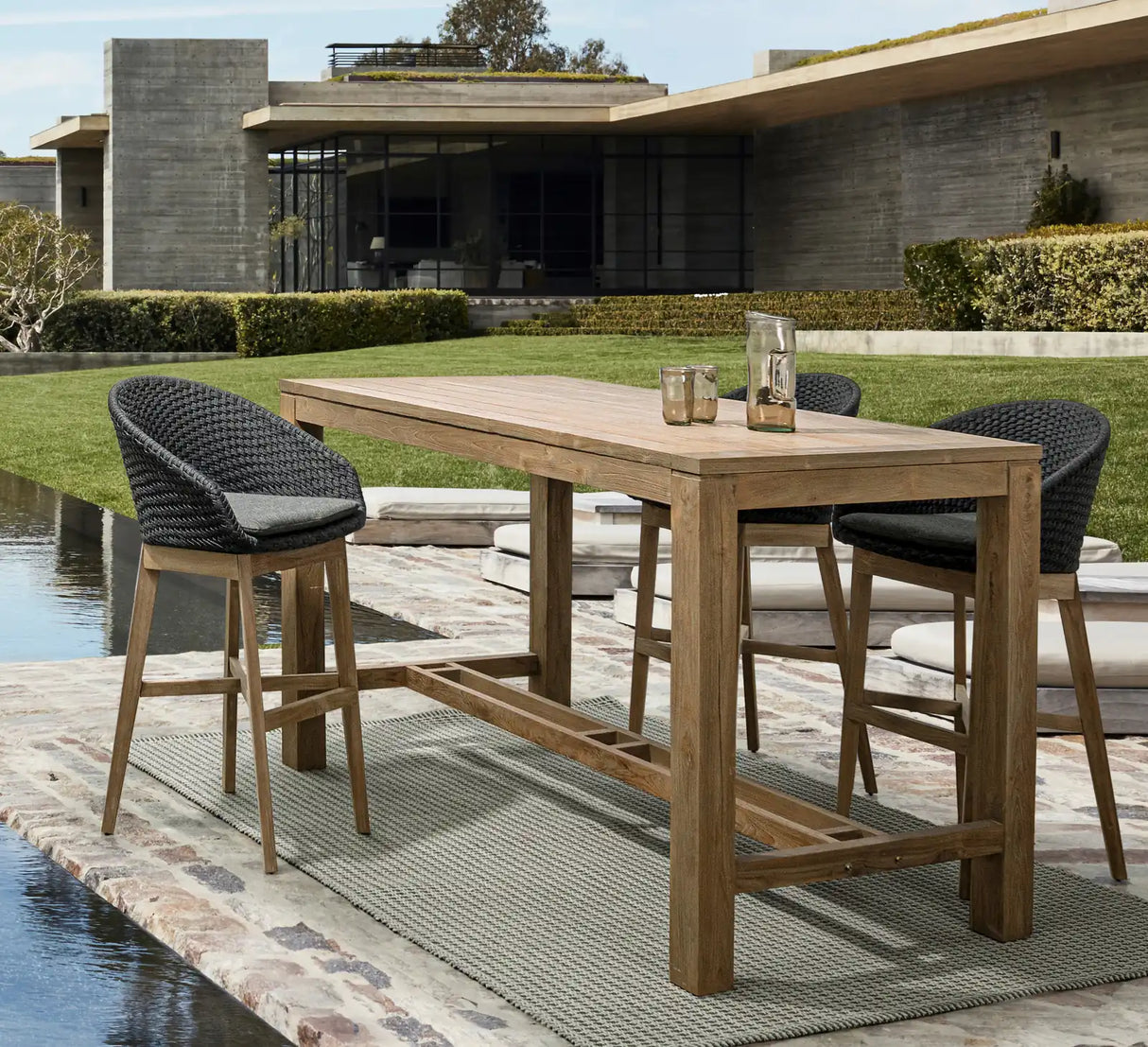 Outdoor Barhocker Coachella mit Kissen Anthrazit - ZEN ZONE Furniture