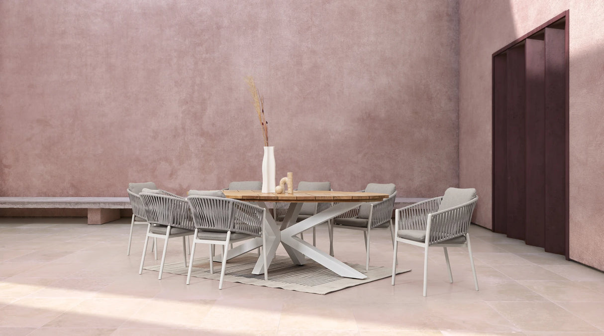 Gartentisch oval 240x110 Weiß RT01 Palmdale - ZEN ZONE Furniture