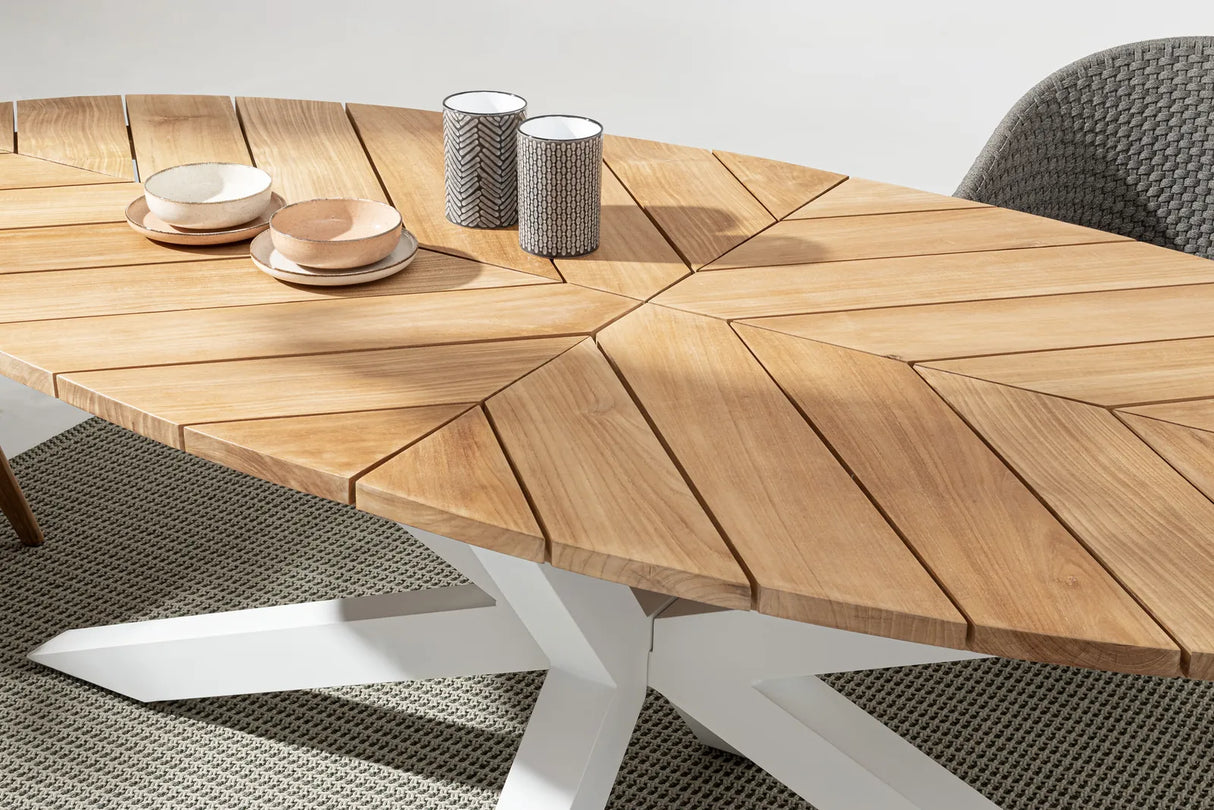 Gartentisch oval 240x110 Weiß RT01 Palmdale - ZEN ZONE Furniture