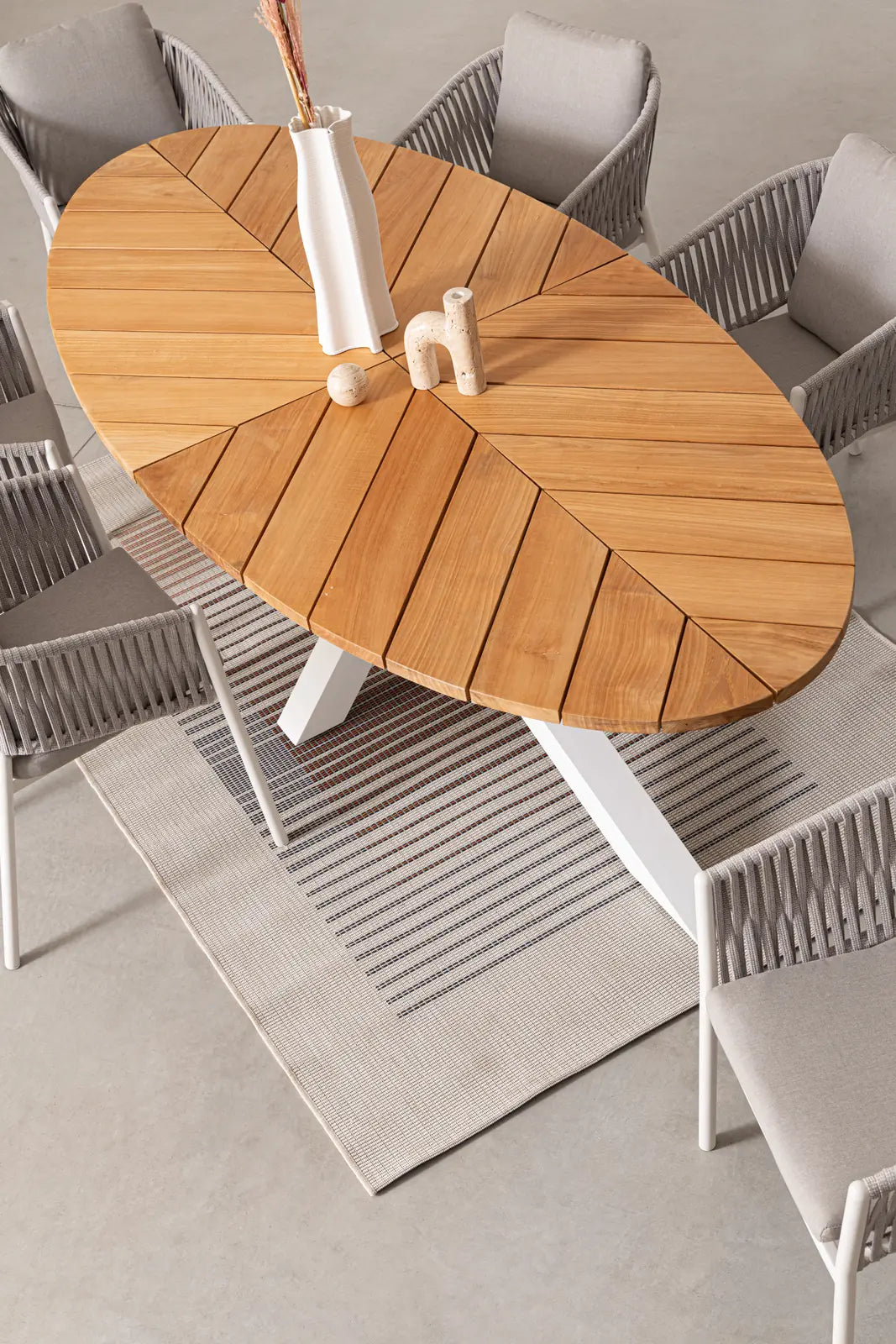 Gartentisch oval 240x110 Weiß RT01 Palmdale - ZEN ZONE Furniture