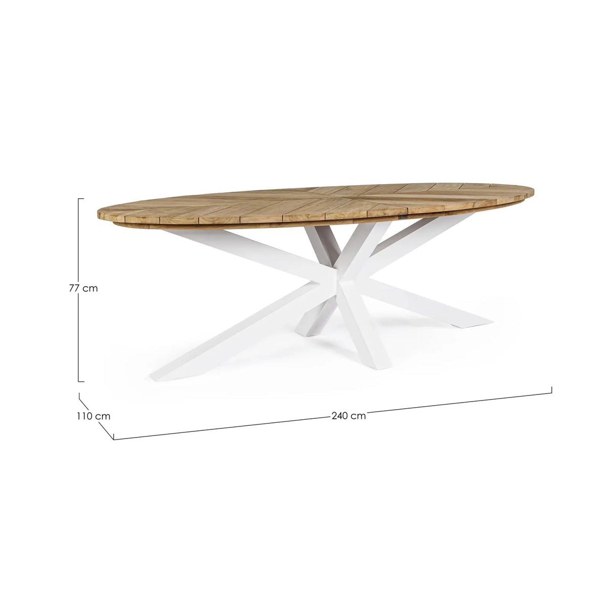 Gartentisch oval 240x110 Weiß RT01 Palmdale - ZEN ZONE Furniture