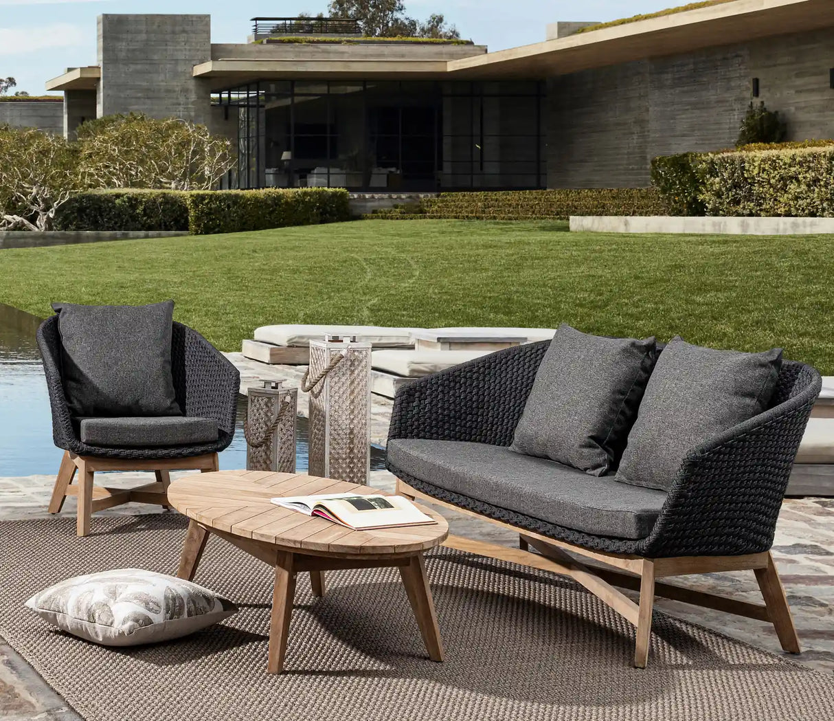Outdoor Sessel Coachella mit Kissen Anthrazit - ZEN ZONE Furniture