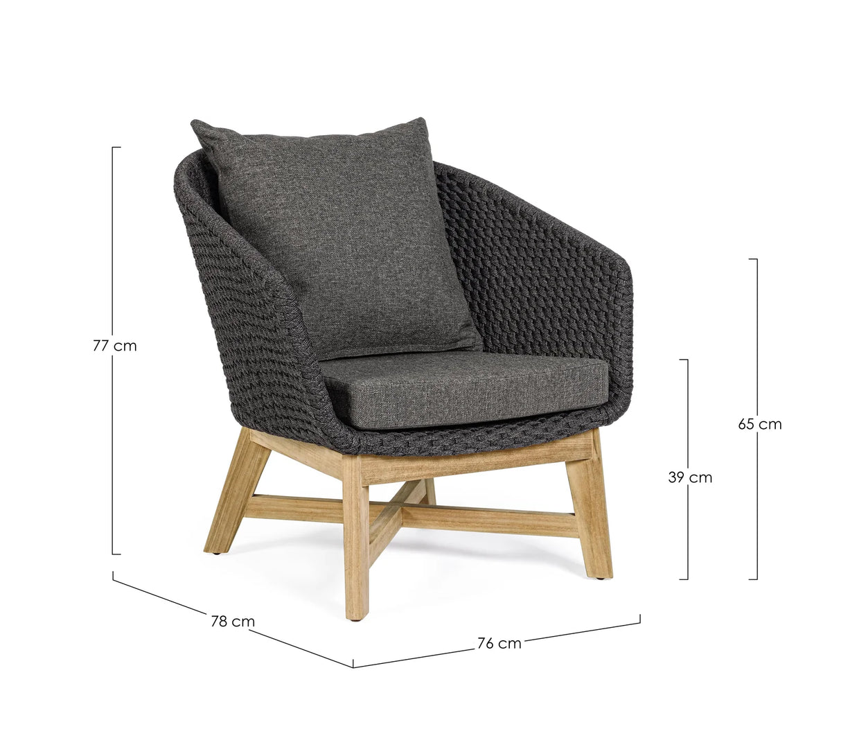 Outdoor Sessel Coachella mit Kissen Anthrazit - ZEN ZONE Furniture
