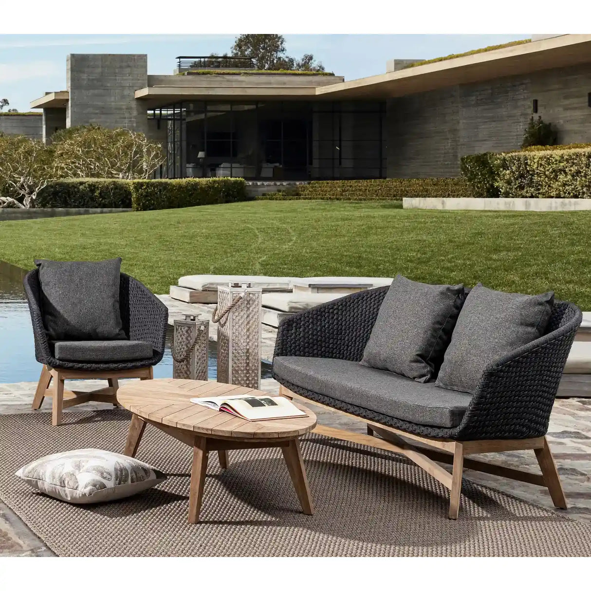 Garten-Sofa 2-Sitzer Coachella Anthrazit - ZEN ZONE Furniture