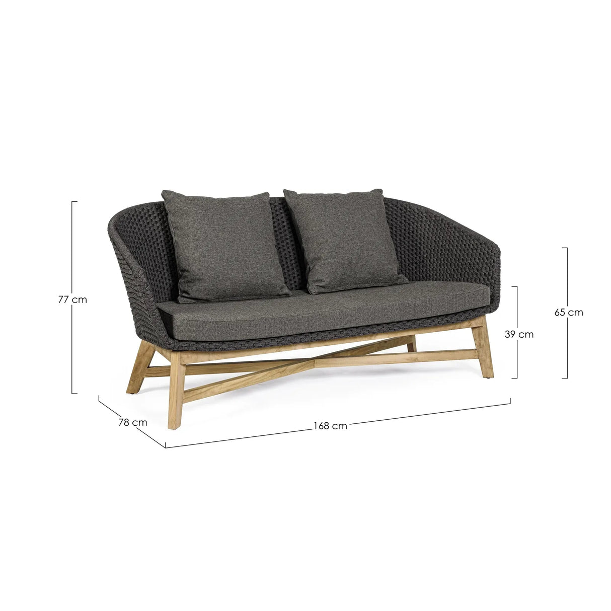 Garten-Sofa 2-Sitzer Coachella Anthrazit - ZEN ZONE Furniture