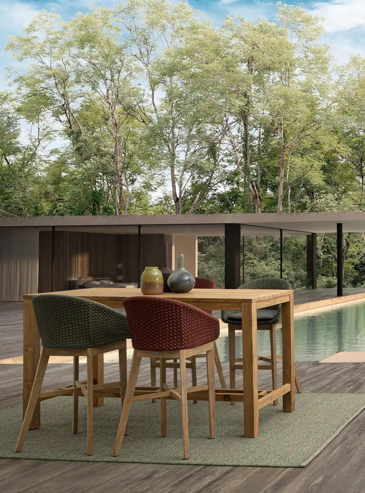 Outdoor Barhocker mit Kissen Coachella Grün - ZEN ZONE Furniture