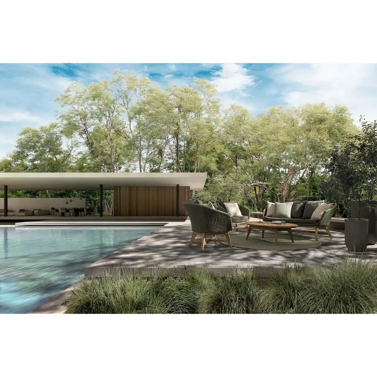 Garten-Sofa 2-Sitzer mit Kissen Coachella Grün - ZEN ZONE Furniture