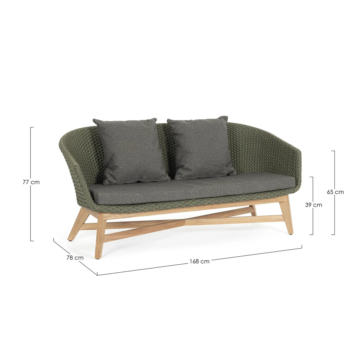 Garten-Sofa 2-Sitzer mit Kissen Coachella Grün - ZEN ZONE Furniture
