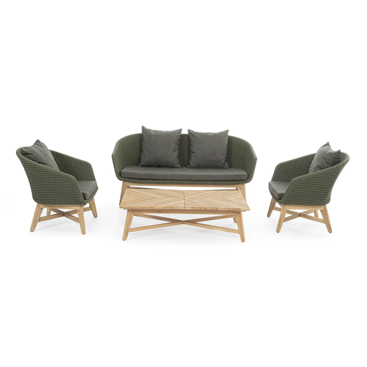 Garten-Sofa 2-Sitzer mit Kissen Coachella Grün - ZEN ZONE Furniture