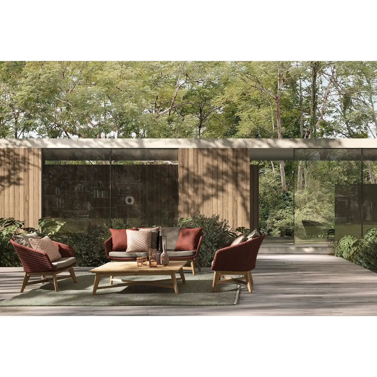 Coachella Sessel Scharlachrot mit Kissen - ZEN ZONE Furniture