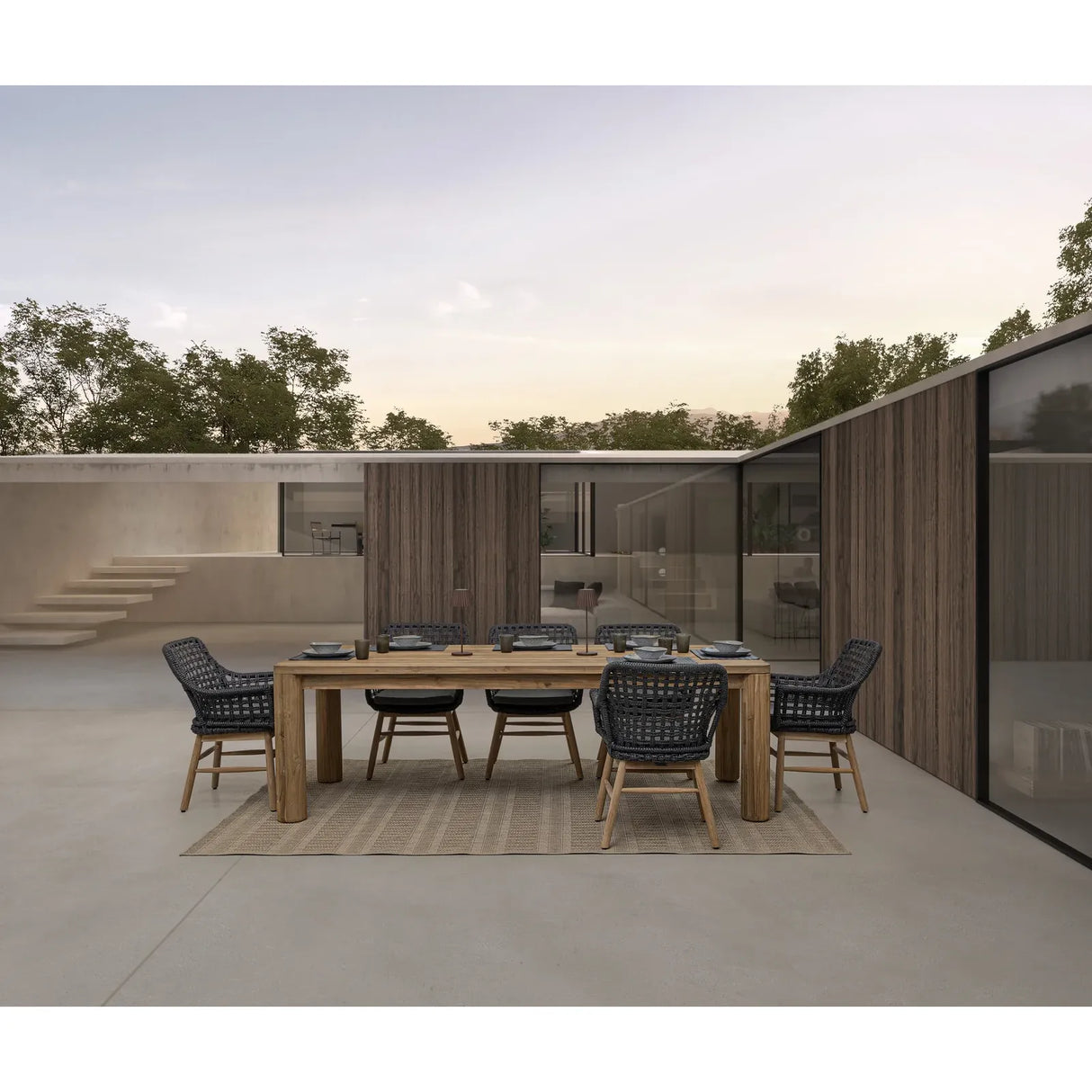 Gartenstuhl mit Armlehne und Kissen Wilson Schwarz - ZEN ZONE Furniture