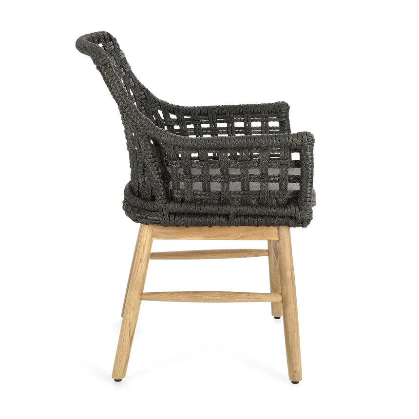 Gartenstuhl mit Armlehne und Kissen Wilson Schwarz - ZEN ZONE Furniture