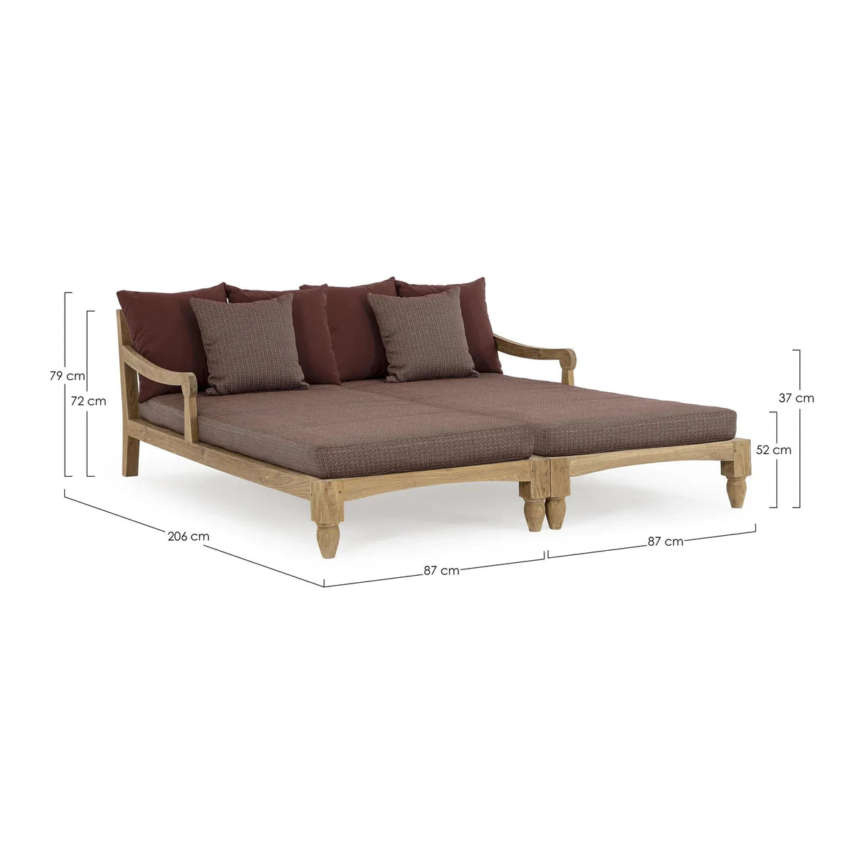 Bali Wein Daybed Set 2 mit Kissen - FSC - ZEN ZONE Furniture