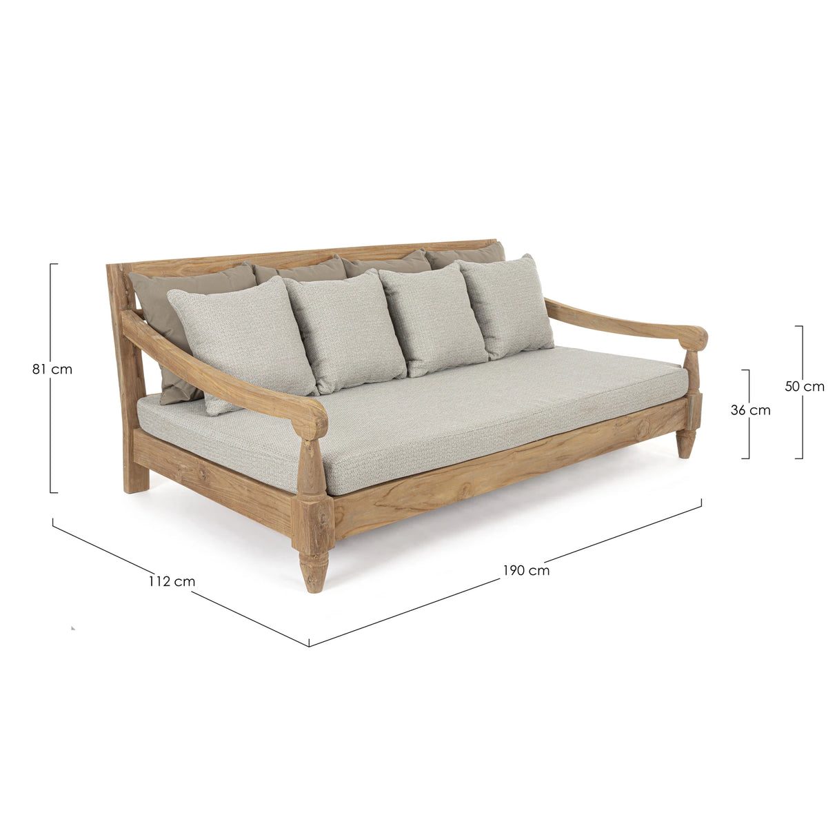 Outdoor Daybed mit Kissen Bali Natural - FSC - ZEN ZONE Furniture