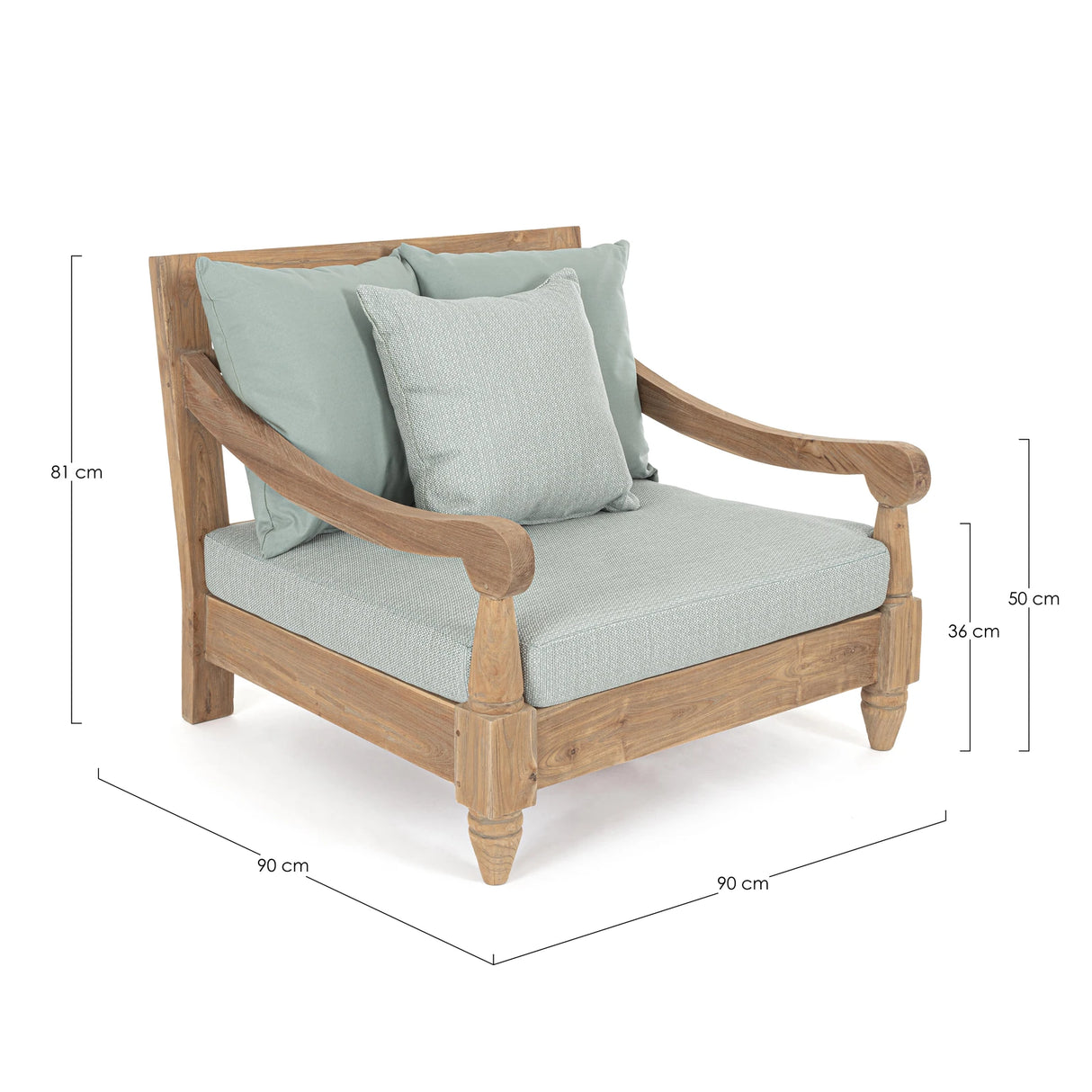 Outdoor Sessel mit Kissen Bali Aqua - FSC - ZEN ZONE Furniture