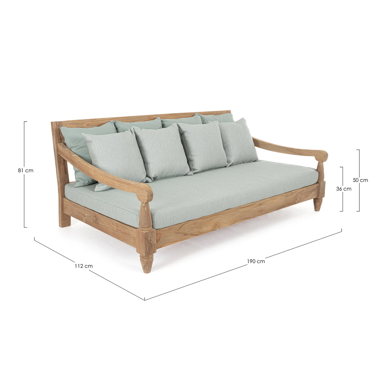 Outdoor Daybed mit Kissen Bali Aqua - FSC - ZEN ZONE Furniture